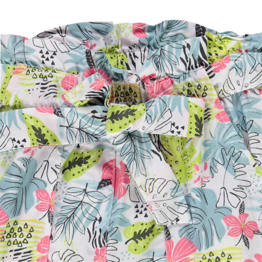 Pantalon imprimé tropical et ceinture à nouer pour fille 
