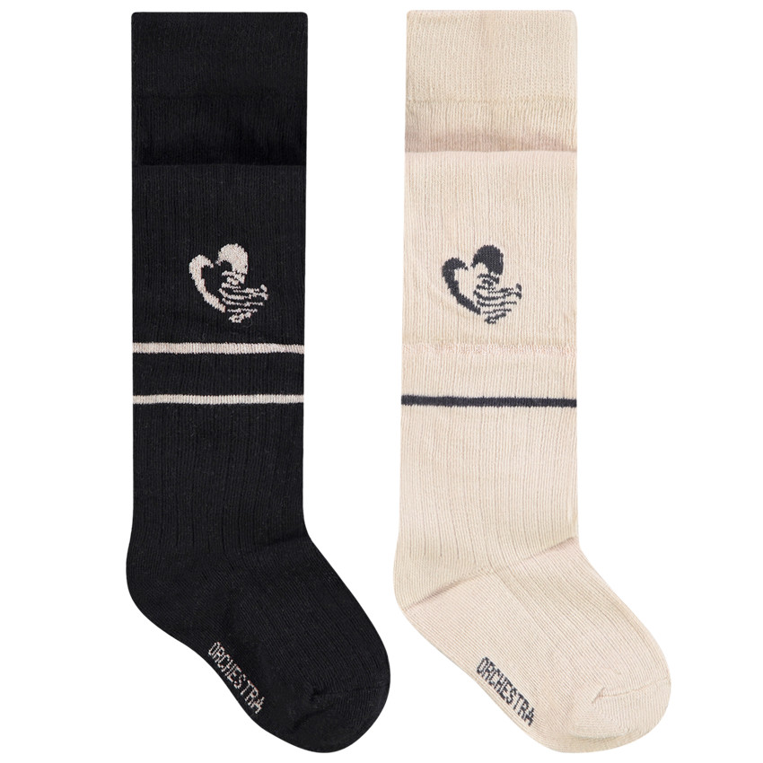 Pack de 2 pares de leotardos gruesos con estampado fantasía para niña 