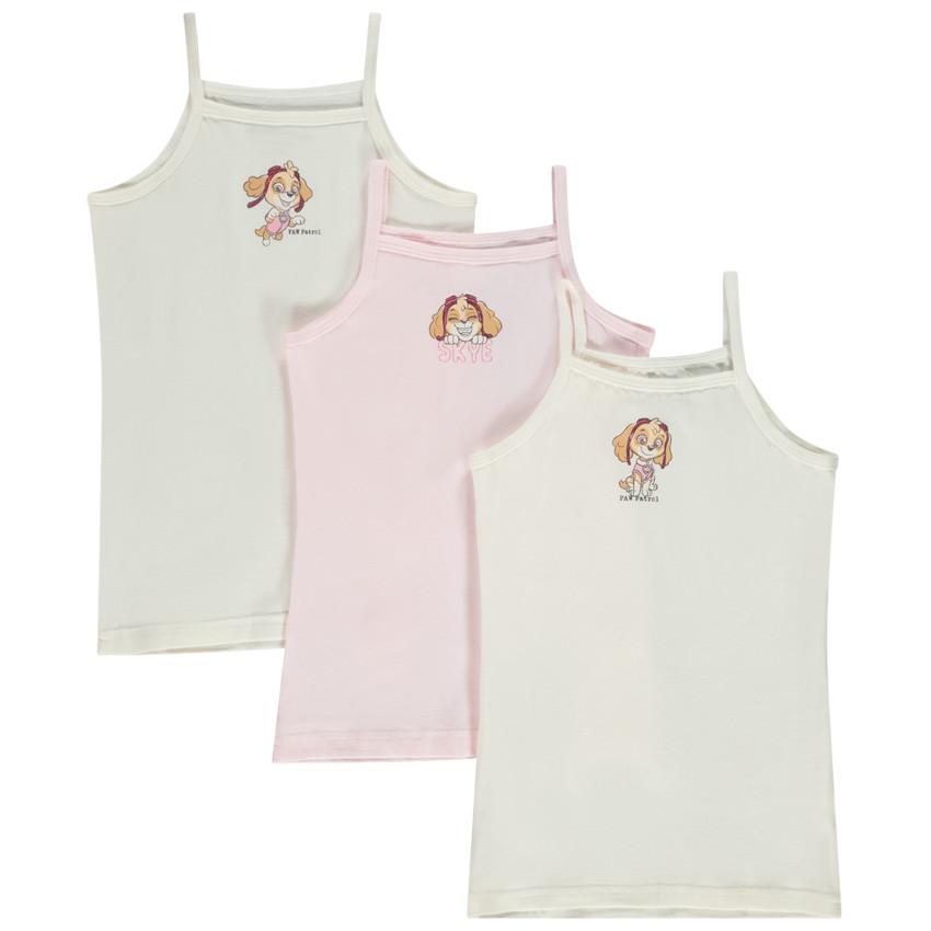 Pack de 3 camisetas interiores de tirantes Stella La Patrulla Canina para niña 