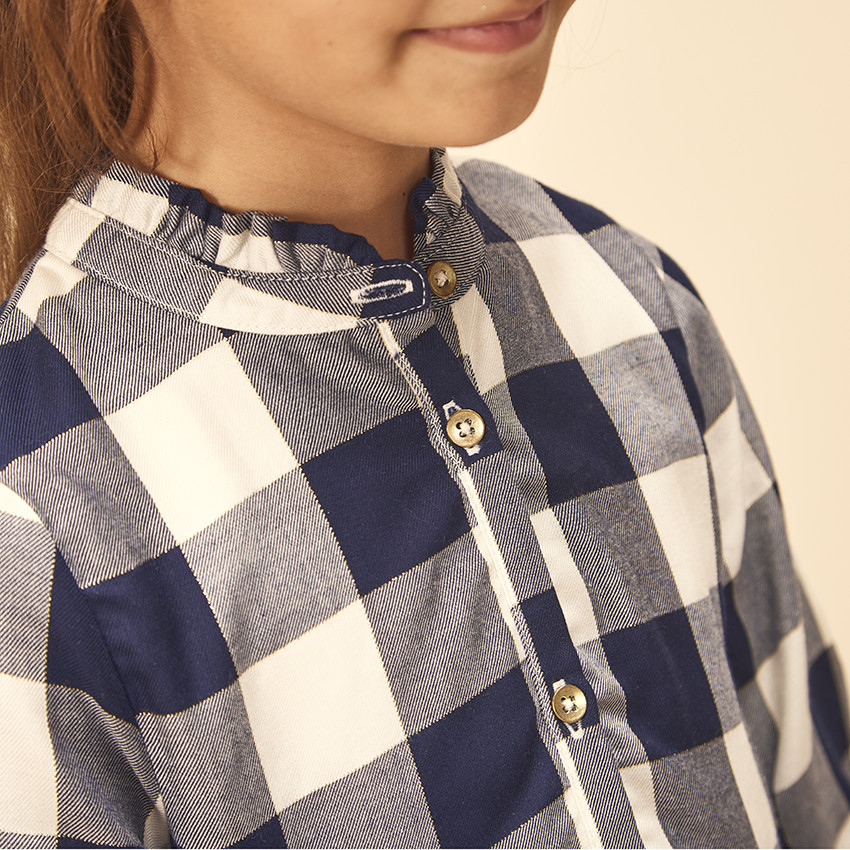 Robe chemise à carreaux en lyocell pour fille 