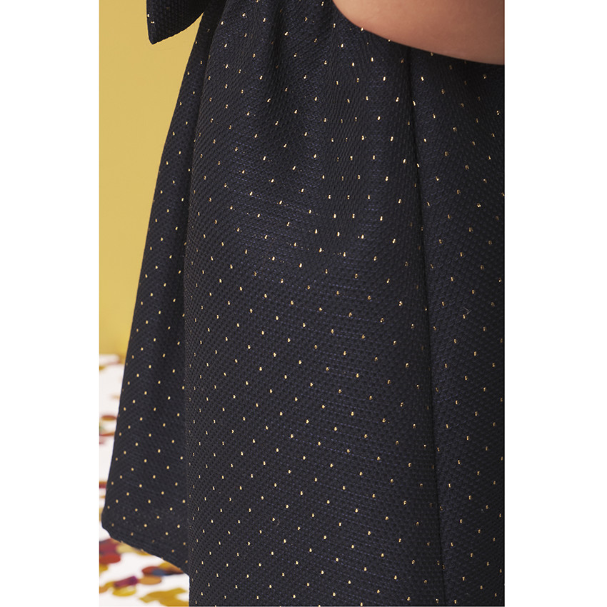 Robe de Fêtes en jacquard avec nœud au dos pour bébé fille Main Robe de Fêtes en jacquard avec nœud au dos pour bébé fille