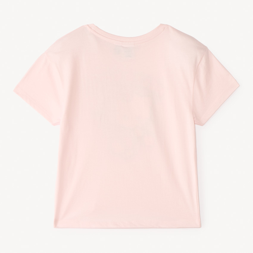 Camiseta de manga corta con estampado brillante de Hello Kitty para niña 