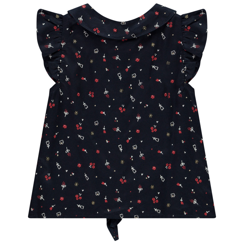 Túnica de manga corta con lazo y estampado de flores para niña bebé 