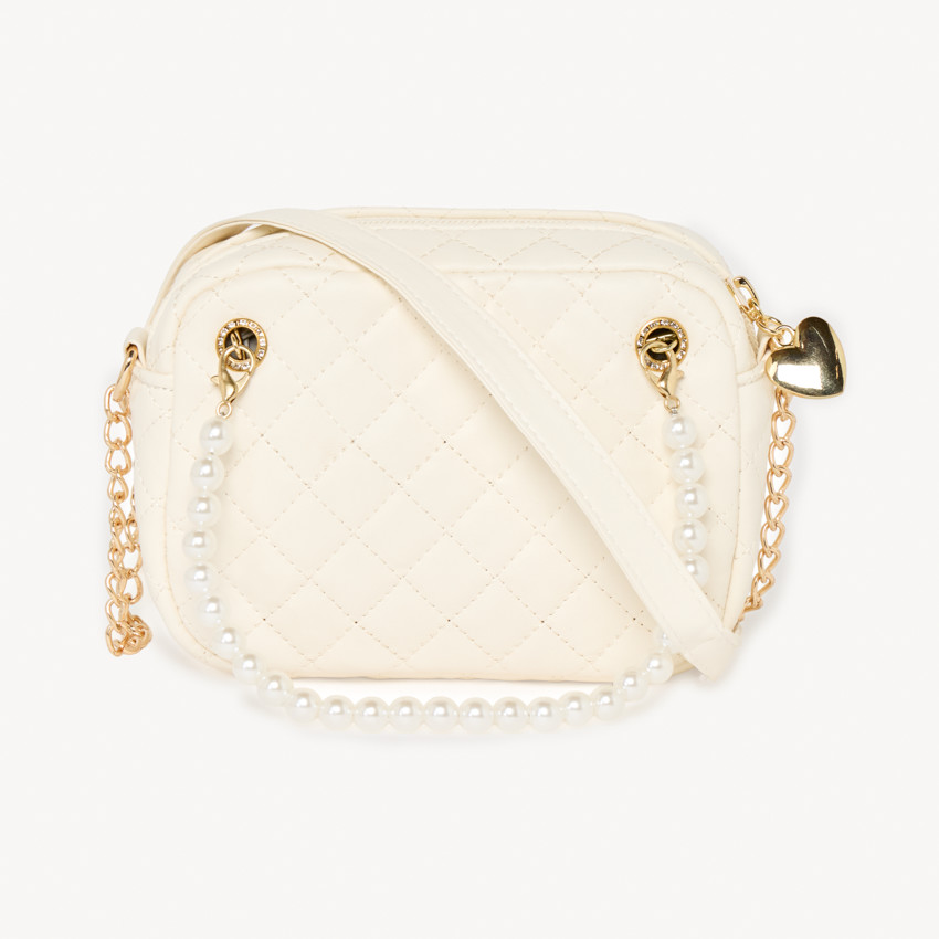 Bolso bandolero de efecto cuero acolchado con perlas para niña 