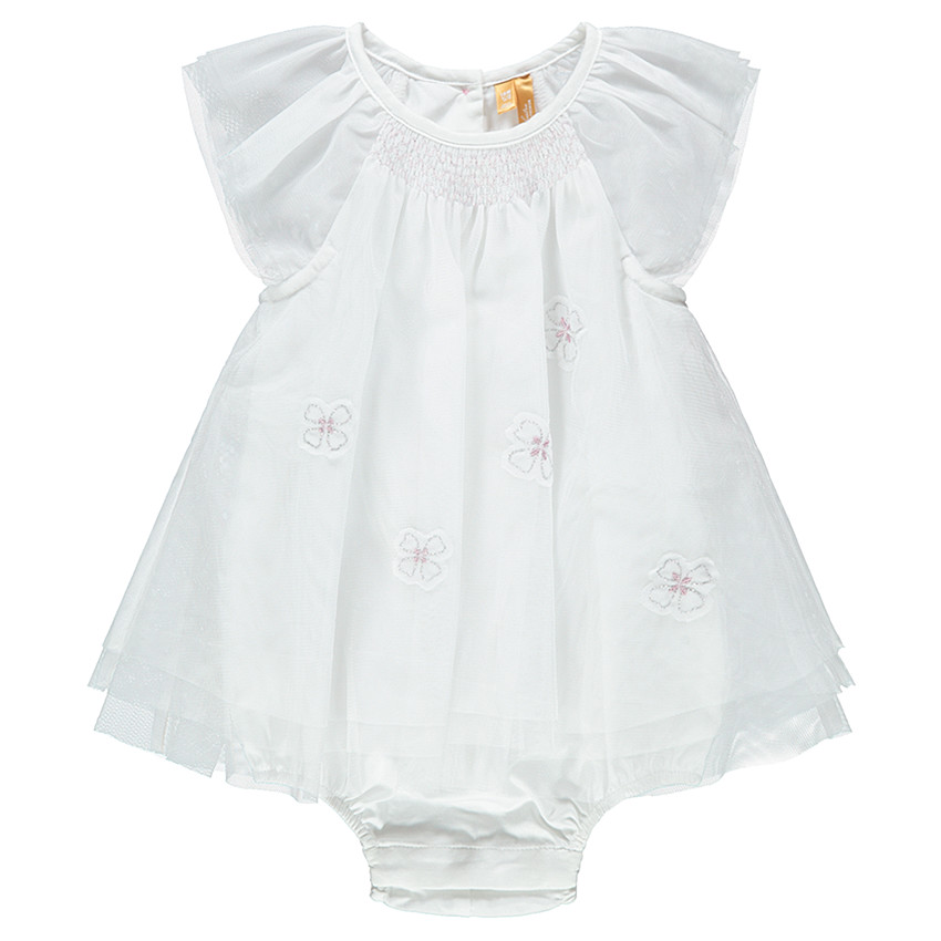 Mono de esquí de estilo vestido de tul con flores bordadas 