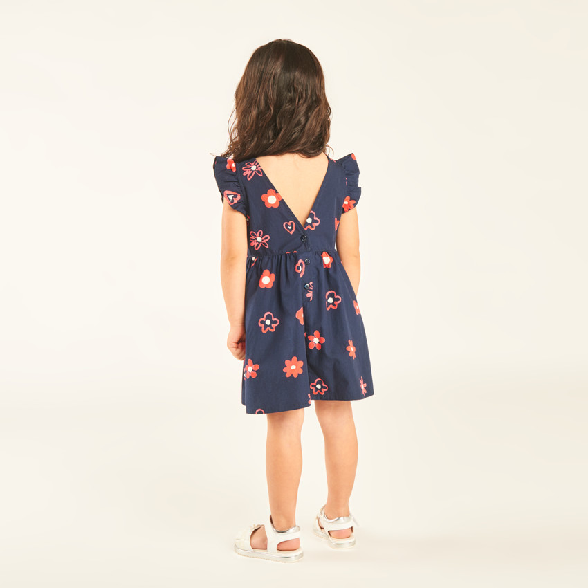 Vestido de manga corta con volantes y estampado fantasia para niña bebé 