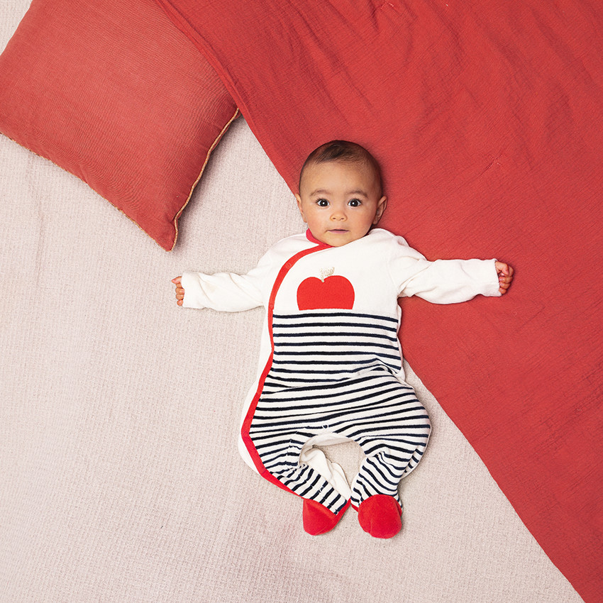 Pack de 3 peleles de terciopelo con estampado de manzanas para bebé niña 