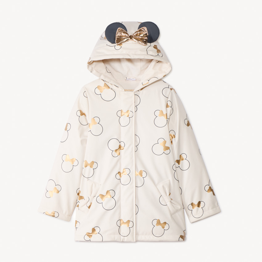 Parka de goma con estampado y orejas 3D de Minnie Disney para niña 