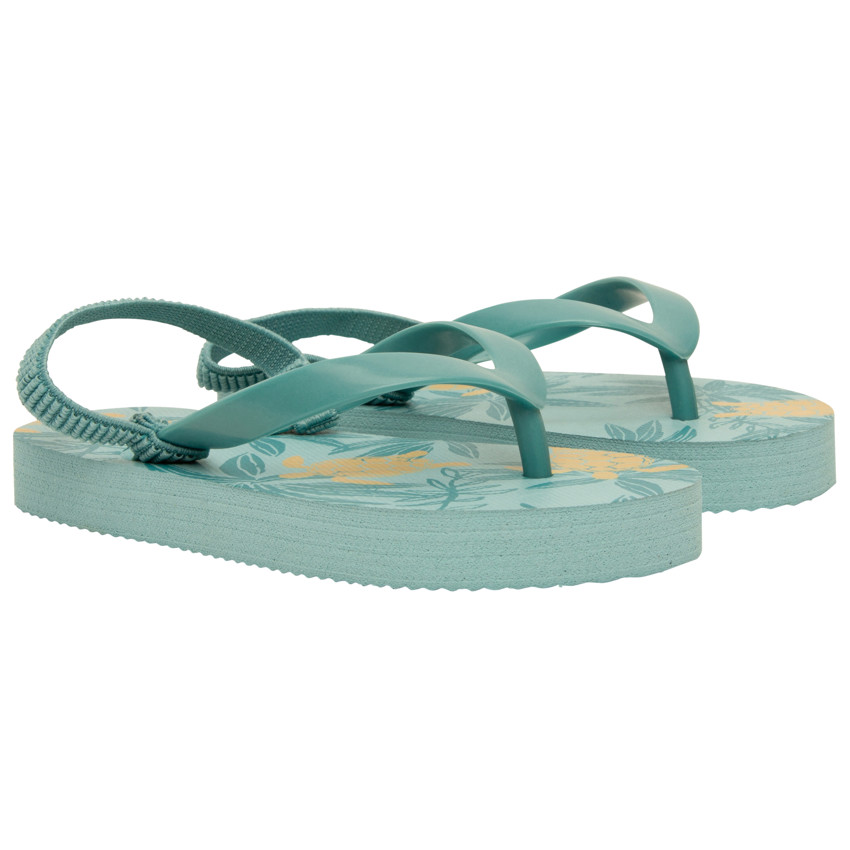Chanclas estampadas de hojas y tortugas para niño con tiras ajustables según la edad. 