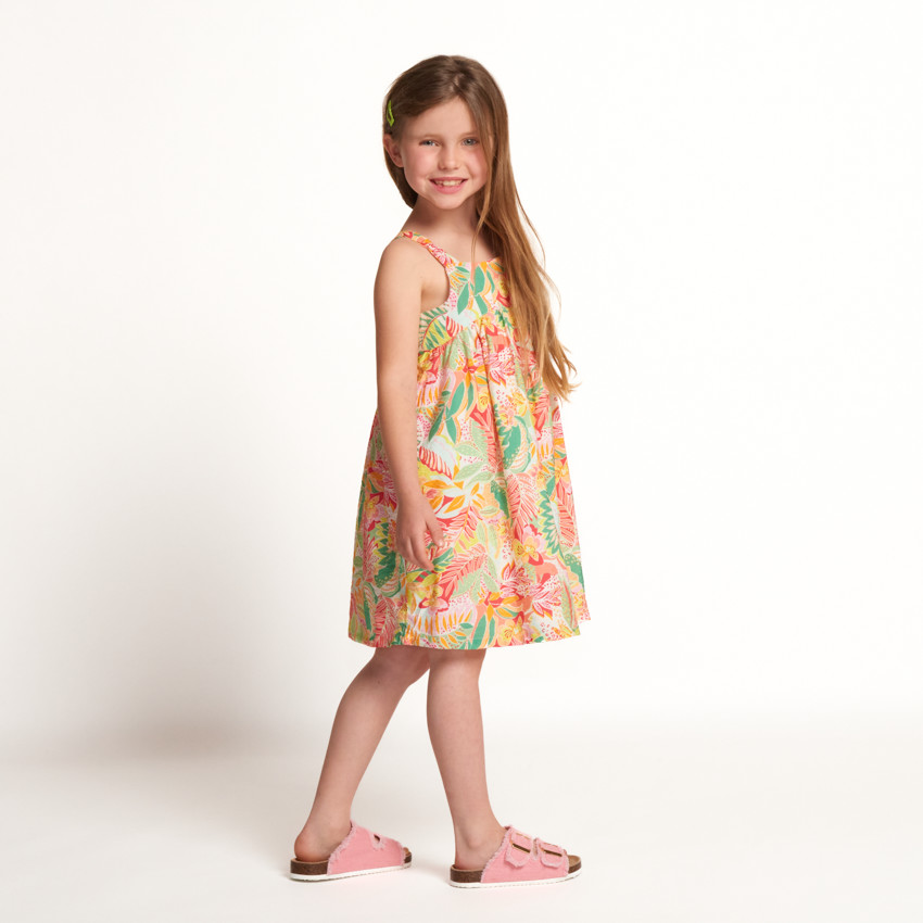 Vestido sin mangas de gasa con estampado tropical para niña  Additional Vestido sin mangas de gasa con estampado tropical para niña