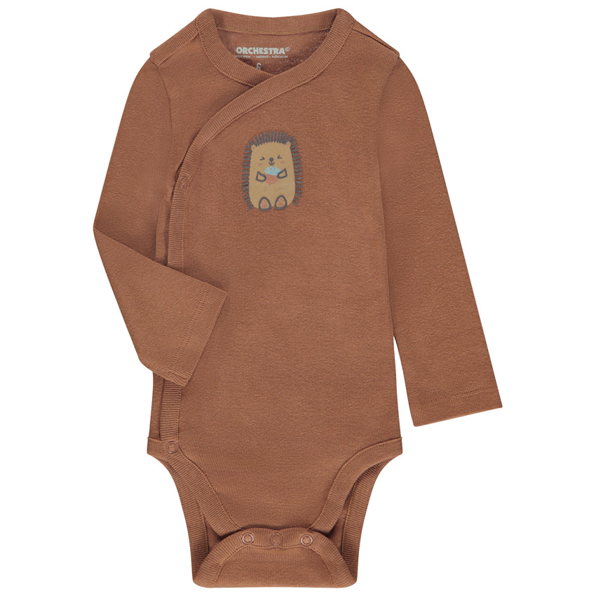 Pack de 7 bodies de manga larga con estampados de animales para bebé niño con diferentes aberturas según la edad. 