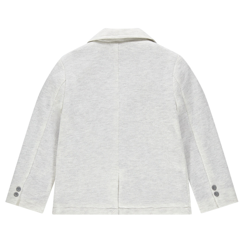 Americana de punto gris jaspeado con forro de rayas 