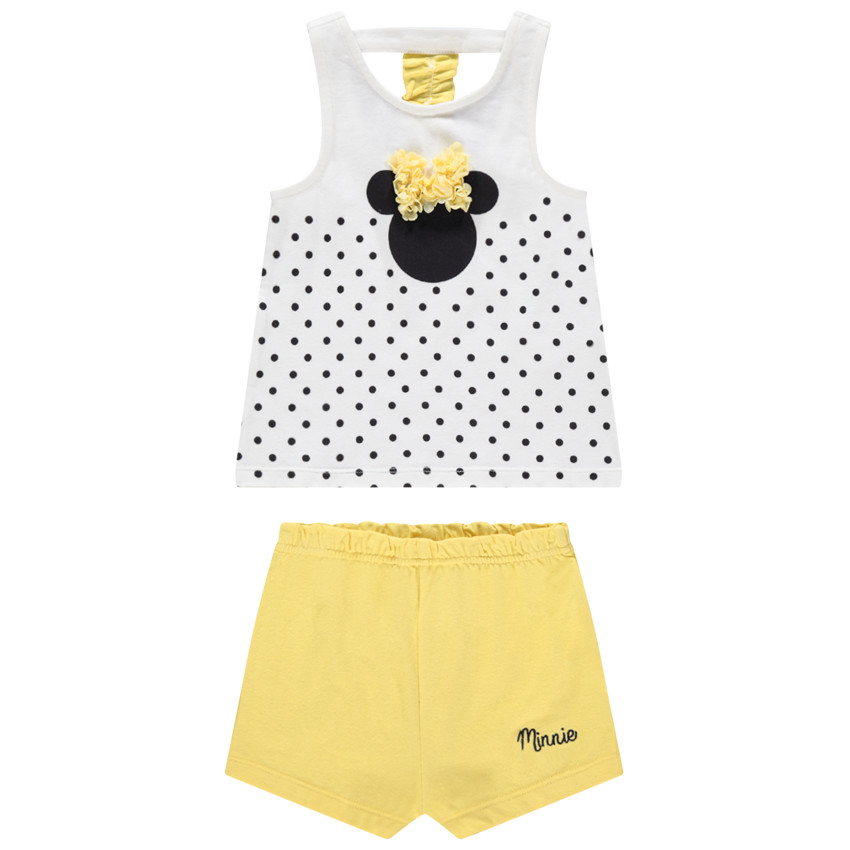 Conjunto camiseta sin mangas Minnie Disney y short amarillo 