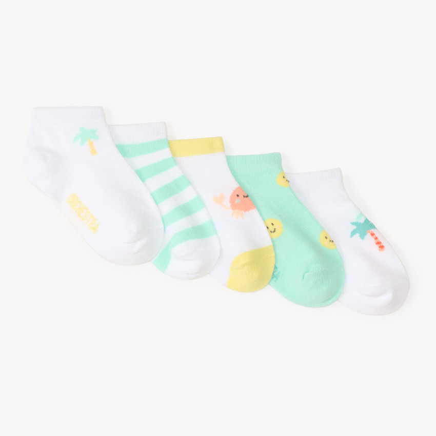 Lote de 5 calcetines cortos de fantasía con motivos de playa para bebé niño 