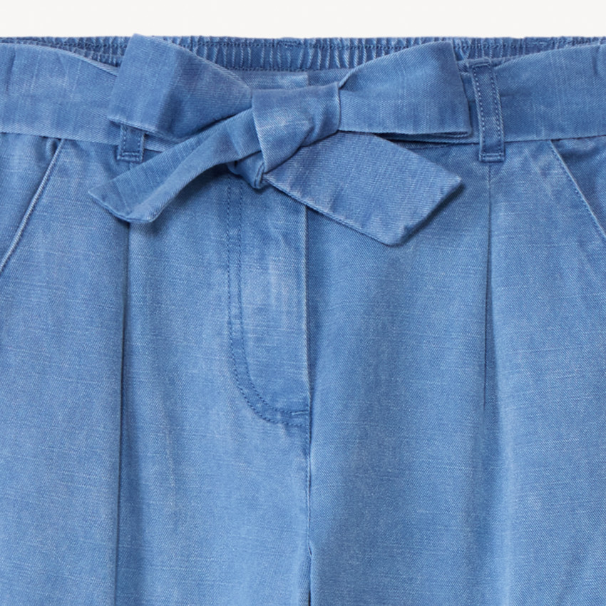 Pantalón cargo de twill liso con cinturón para niña 