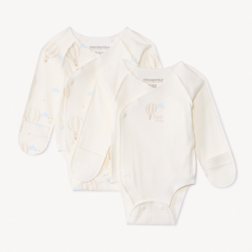 Lote de 2 bodies de manga larga con volantes para bebé prematuro 