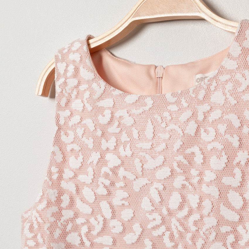 Robe de cérémonie sans manches en tulle motif léopard 