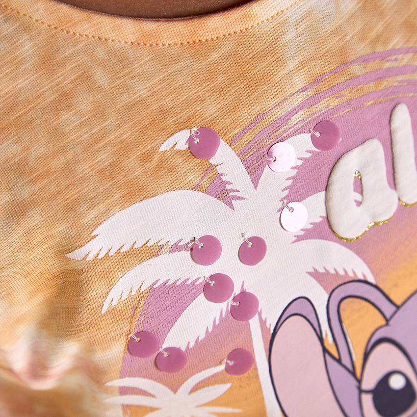 Ropa de niña con efecto tie & dye de Angel Disney y grandes lentejuelas 