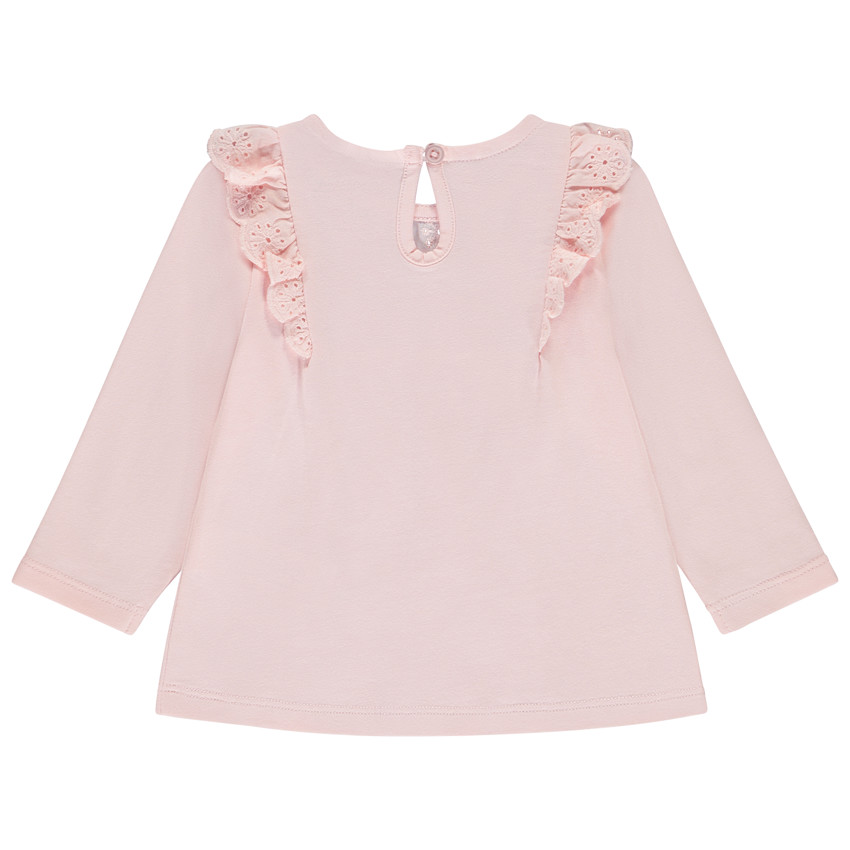 Camiseta de manga larga con plastrón bordado para bebé niña 