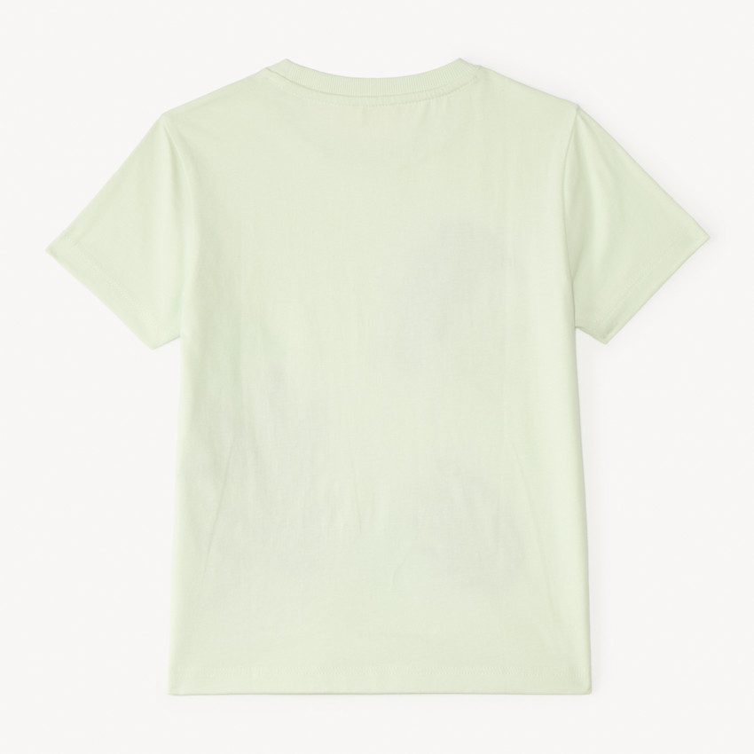 Camiseta de manga corta con bordado de hojas tropicales para niño. 