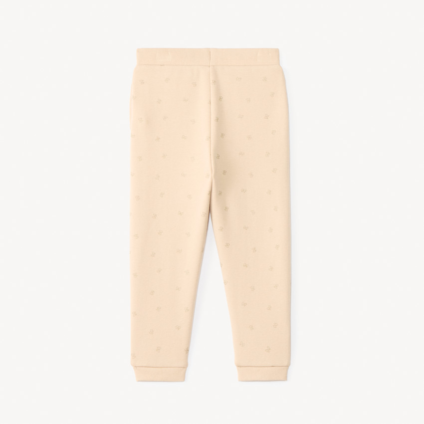 Pantalón jogging de molleton con estampado de lazos con purpurina para bebé niña 