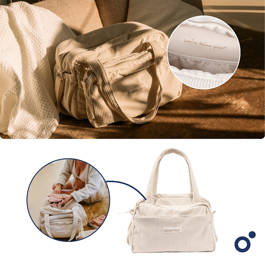 Bolso maternidad Fluffy de pana beige 