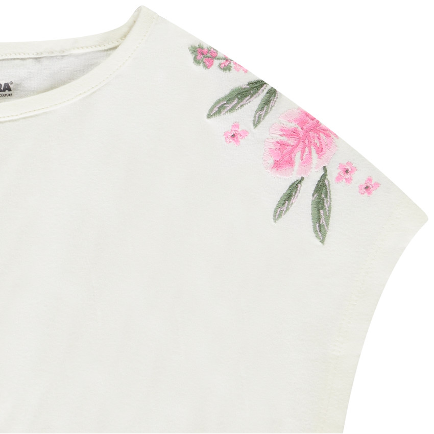 Top crop oversize elástico de manga corta para niña 