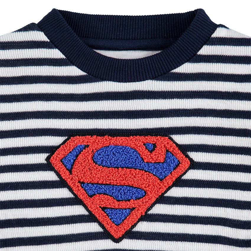 Sudadera de punto de fantasía con rayas y logo ©Warner Superman de rizo 