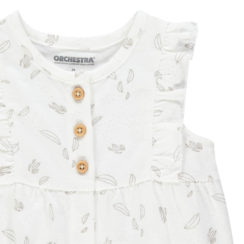 Conjunto corto de algodón con estampado de plumas 