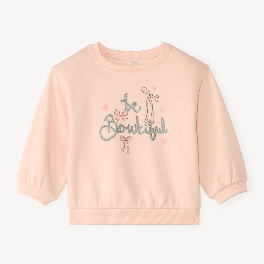 Sudadera de felpa 1/2 oversize con estampado original niña bebé. 