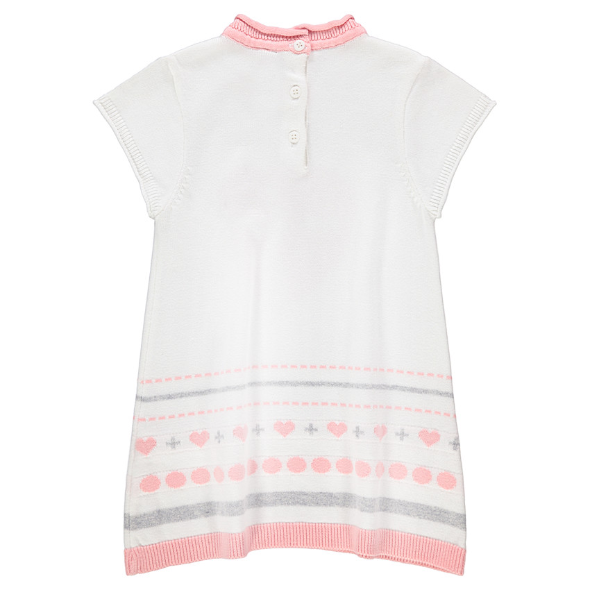 Vestido de manga corta de punto con corazón de jacquard 