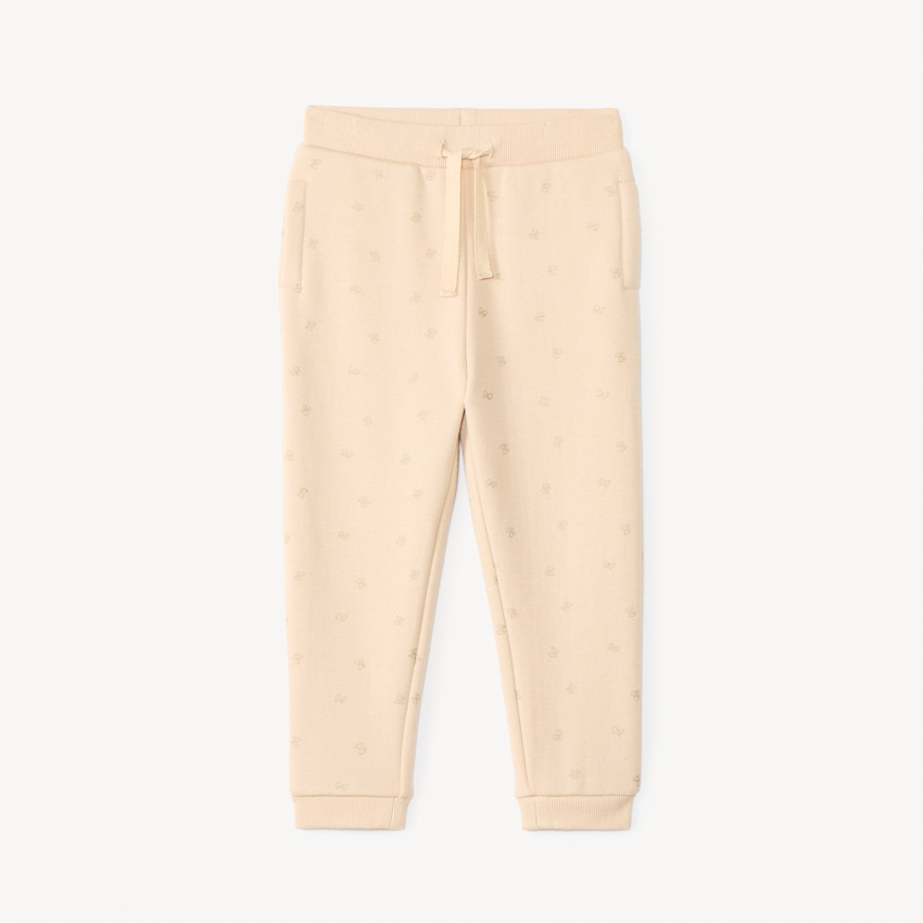Pantalón jogging de molleton con estampado de lazos con purpurina para bebé niña 