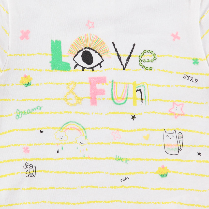 Camiseta de manga corta de rayas con dibujos de colores de fantasía  Additional Camiseta de manga corta de rayas con dibujos de colores de fantasía