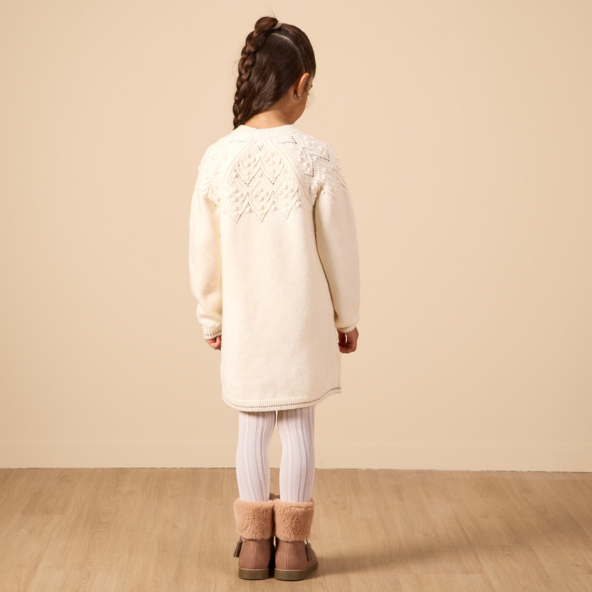 Vestido de punto con lurex y mangas largas para niña 
