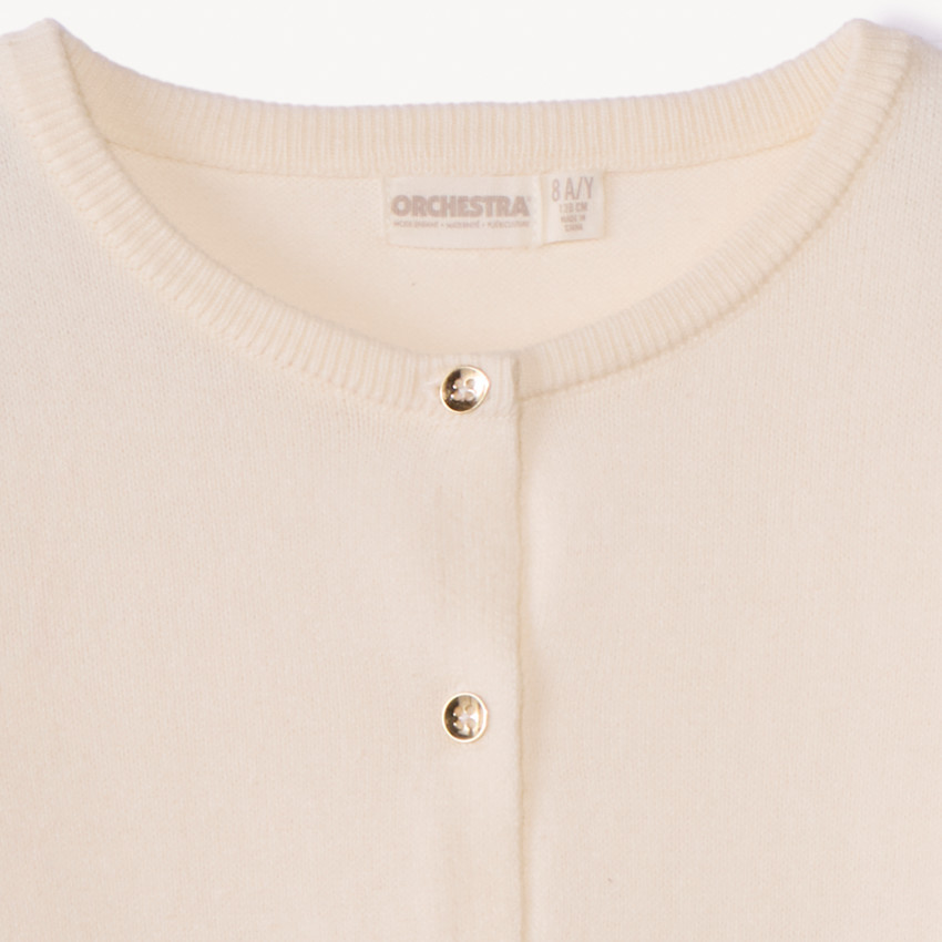 Chaqueta de punto liso con acabado ondulado para niña 