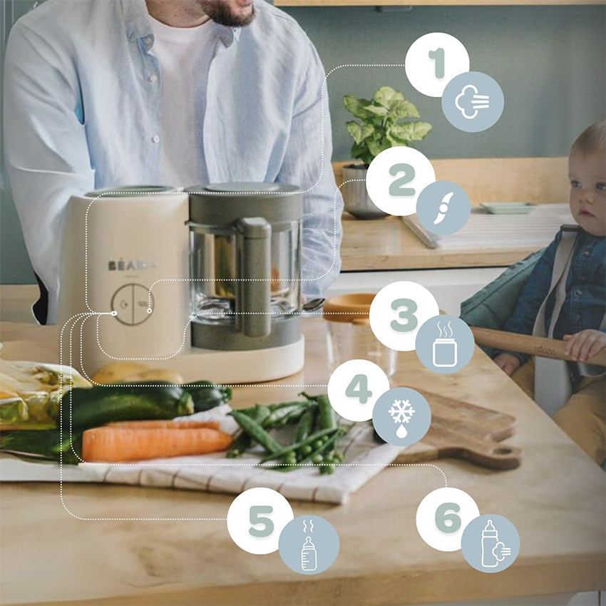 Babycook Néo robot de cocina para bebés 6 en 1 hecho en Francia gris/blanco 