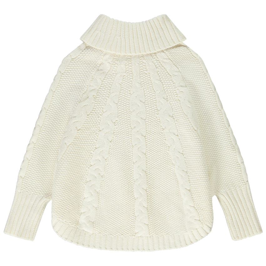 Suéter estilo poncho de punto trenzado para niña 