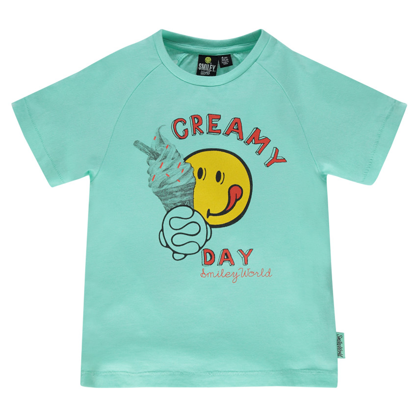 Camiseta de manga corta en punto con estampado &copy;Smiley con helado  