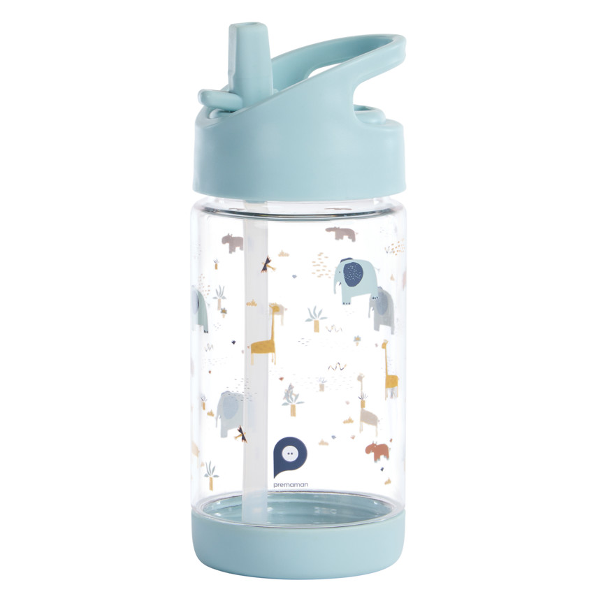 Botella transparente con pajita retráctil 400 ml Savane 