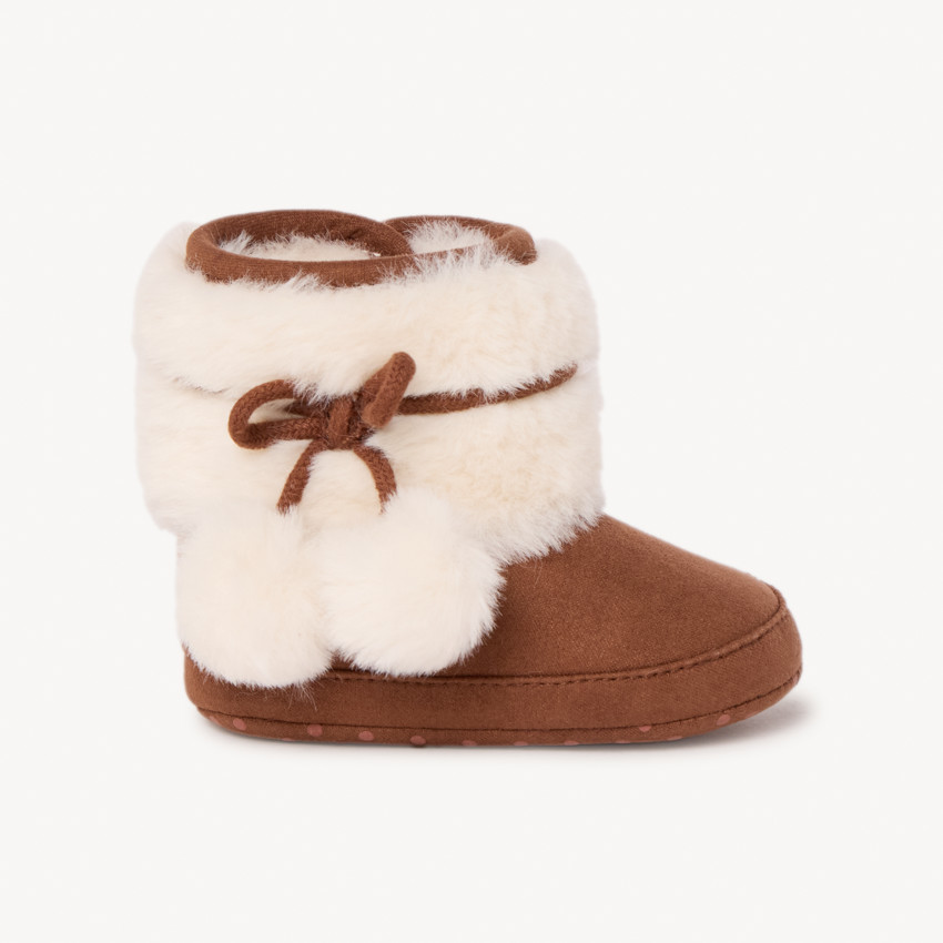 Botas de media caña con pelo sintético y borlas para bebé 