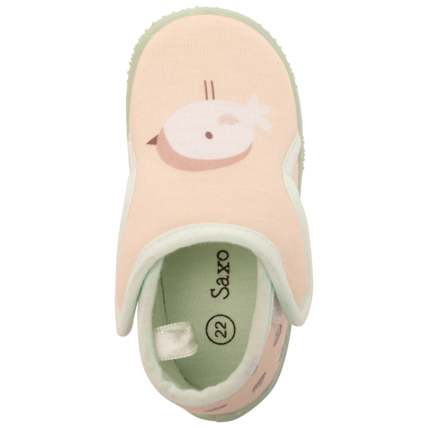 Botines con velcro estampado de pájaros para bebé niña 