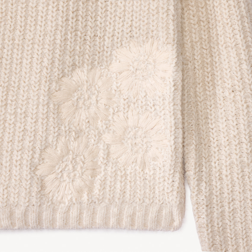 Jersey de punto perlado brillante y bordado para niña 