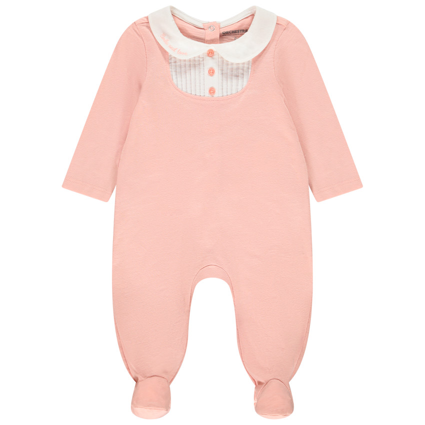 Pelele de manga larga con cuello Claudine de jersey para bebé niña 