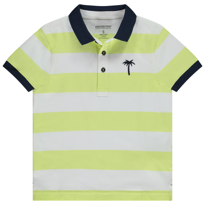Polo de manga corta rayas con bordado de palmera para niño 
