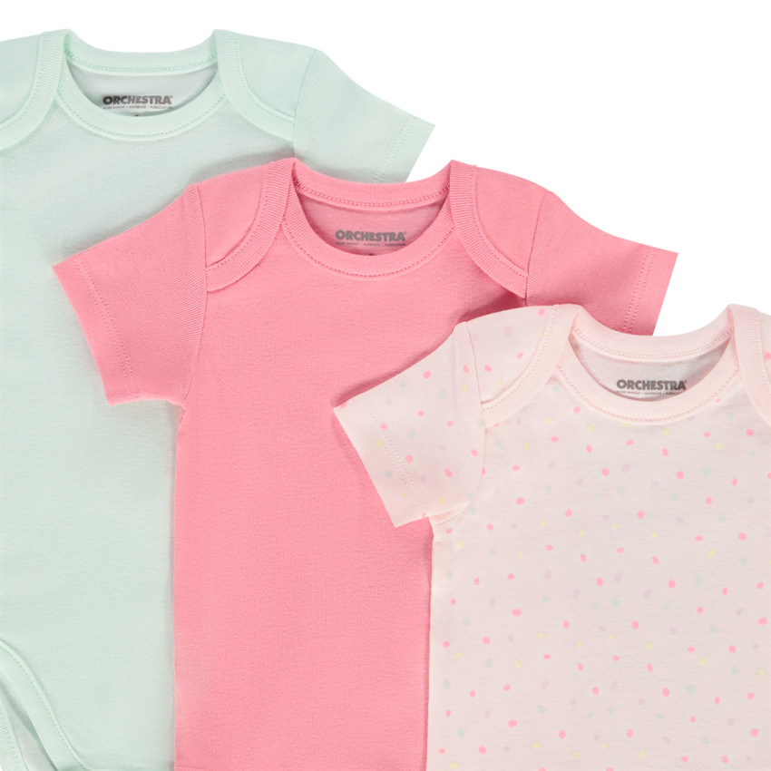 Pack de 7 bodies de manga corta unis y con estampado floral para bebé niña 