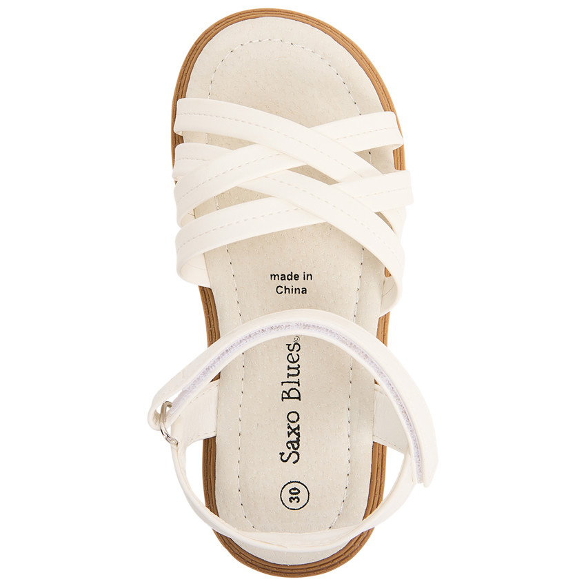 Sandalias blancas con tiras cruzadas para niña 
