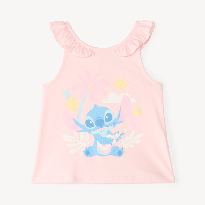 Camiseta sin mangas estampada de Stitch de Disney para niña bebé 