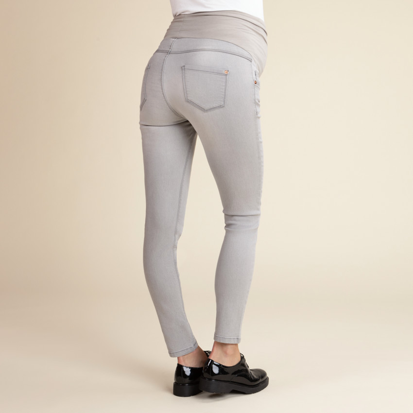 Pantalones para embarazada corte slim con banda alta 