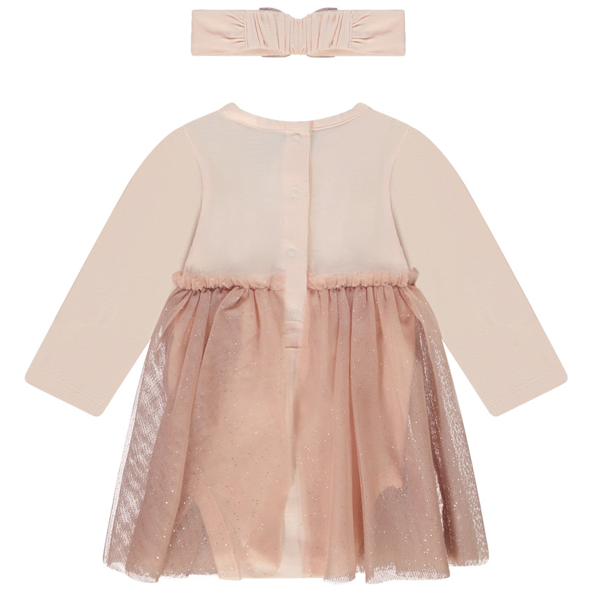 Conjunto vestido body de tul + diadema para bebé niña 