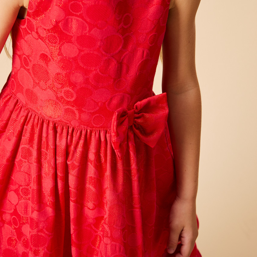 Vestido de fiesta sin mangas con motivos jacquard iridiscentes para niña 